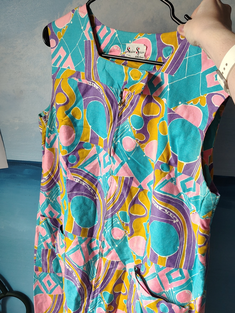 Vintage 1960s Shaker Square Bill Sims Mod Shift Dress Psychedelic M/L